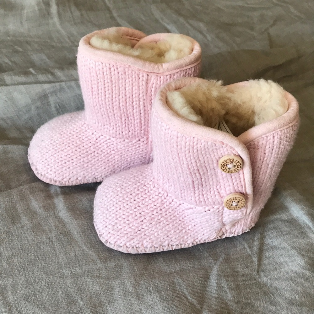 UGG Pink Knit Shearling Infant Boots